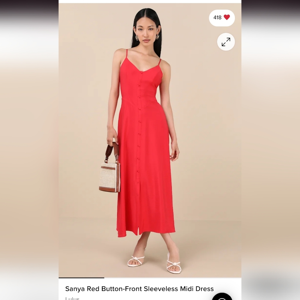 Lulu's Vibrant Red Sleeveless Midi Dress